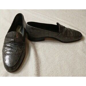 Angelo Di Roma Leather Slip On Dress Shoe Loafer Men's 6.5 Gray Vero Cuoio